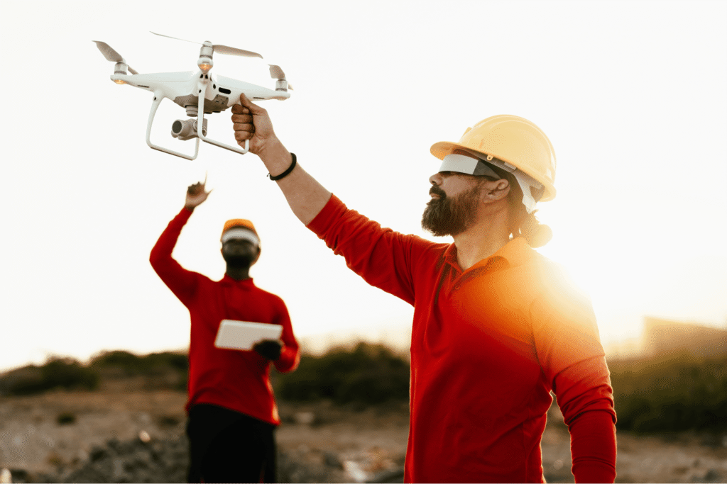 Eleves en formation pilote de drone avec module spécialisé
